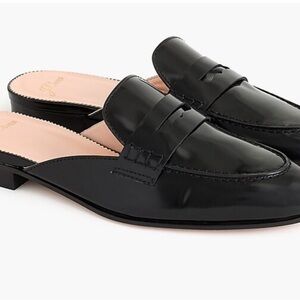 J. Crew Black Patent Leather Academy Loafer Mules 12
